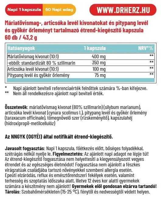 Dr. Herz Máriatövismag kivonat 400mg kapszula - 60db 2 Dr. Herz Máriatövismag kivonat 400mg kapszula - 60db - Image 2