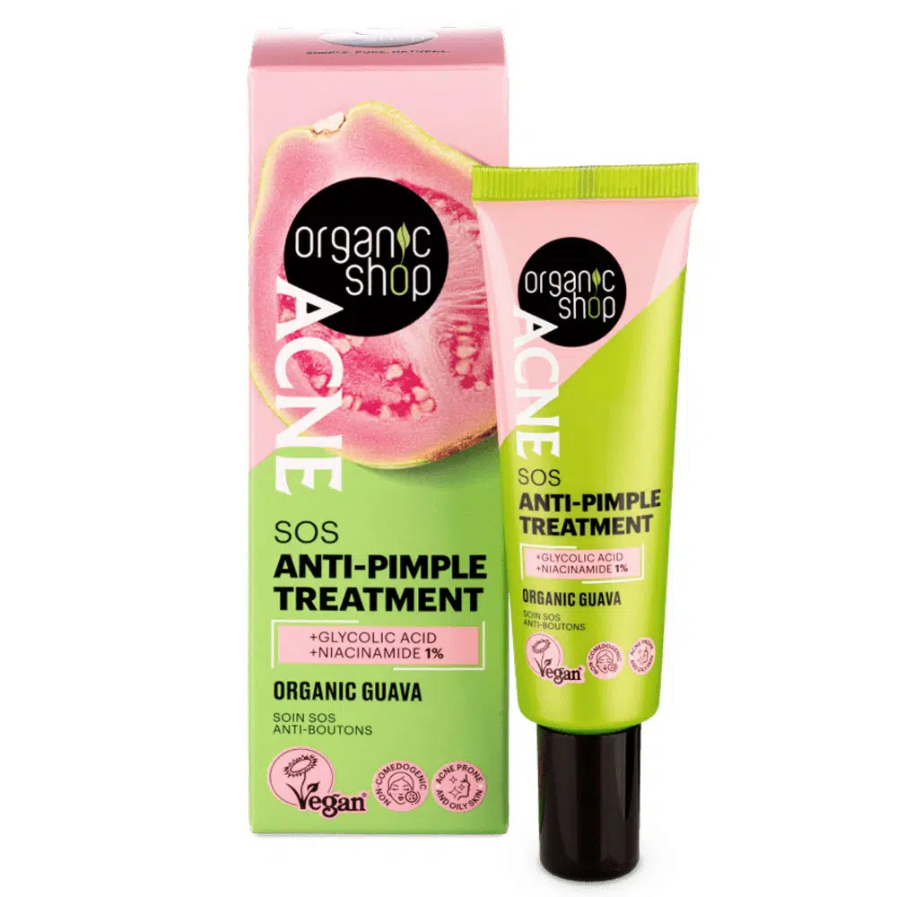 Organic Shop ACNE SOS Pattanás elleni gél bio guavával - 30ml 1 Organic Shop ACNE SOS Pattanás elleni gél bio guavával - 30ml