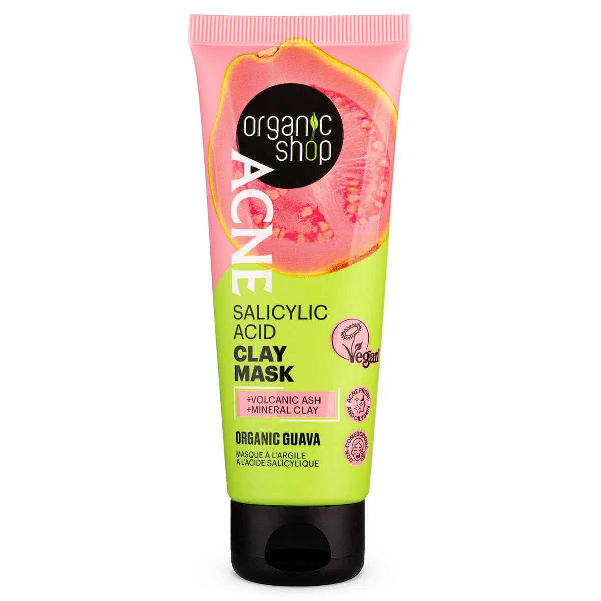 Organic Shop ACNE Szalicilsavas agyagmaszk bio guavával - 75ml 1 Organic Shop ACNE Szalicilsavas agyagmaszk bio guavával - 75ml