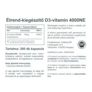 Vitaking D3-vitamin D-4000NE kapszula - 200db 3 Vitaking D3-vitamin D-4000NE kapszula - 200db - Image 2