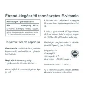 Vitaking E-vitamin 400NE vitamin gélkapszula - 120db - Image 2
