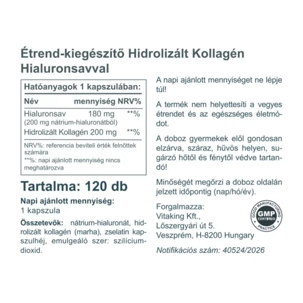 Vitaking Kollagén+Hialuronsav kapszula - 120db 2 Vitaking Kollagén+Hialuronsav kapszula - 120db - Image 2