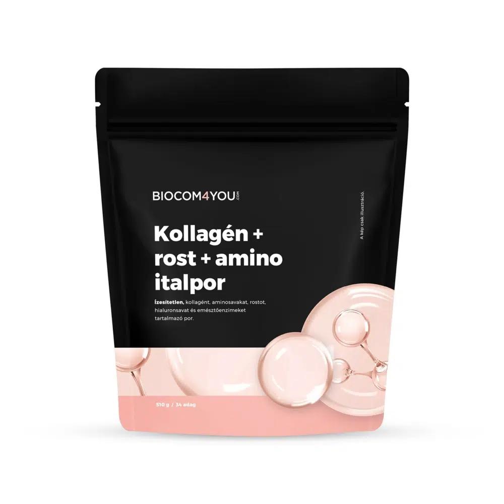 Biocom4You Kollagén+Rost+Amino natúr ízű italpor - 510g 1 Biocom4You Kollagén+Rost+Amino Italpor, Natúr ízű doypack 510g