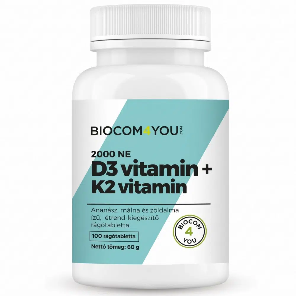 Biocom Vitamin D3 2000IU tabletta - 100db 1 Biocom4You Vitamin D3 2000 IU + K2-vitamin 100 tabletta