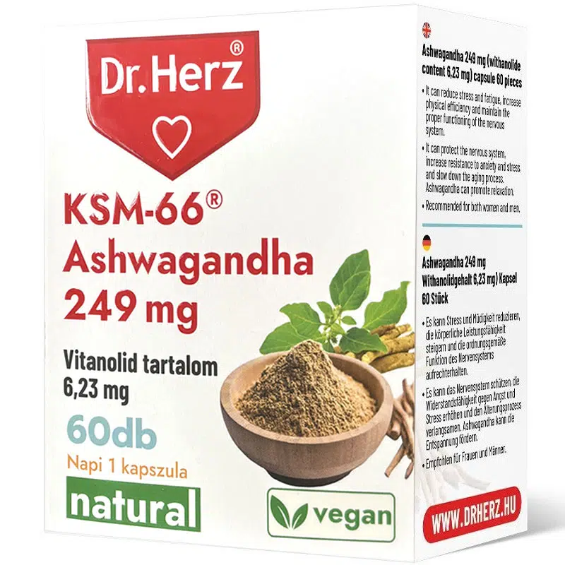 Dr. Herz KSM-66 Ashwagandha 249 mg kapszula - 60db 1 Dr. Herz KSM-66 Ashwagandha 249 mg kapszula - 60db