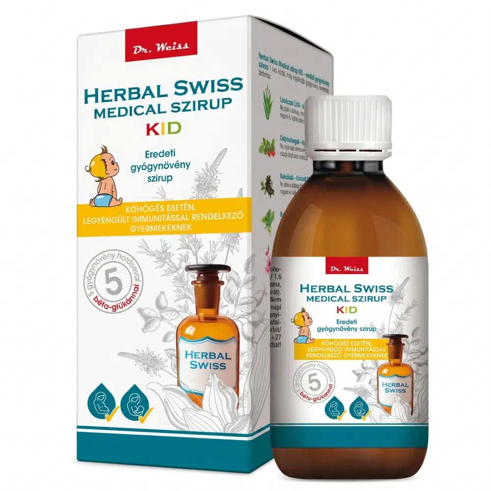 Herbal Swiss KID köhögés elleni szirup gyerekeknek - 300ml 1 Herbal Swiss Kid Folyékony köhögés elleni szirup 300 ml