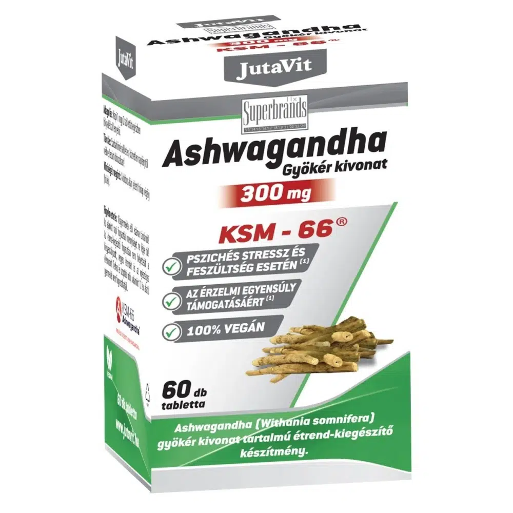 JutaVit Ashwagandha gyökér kivonat tabletta - 60db 1 JutaVit Ashwagandha gyökér kivonat 300mg tabletta 60db (Megújult)