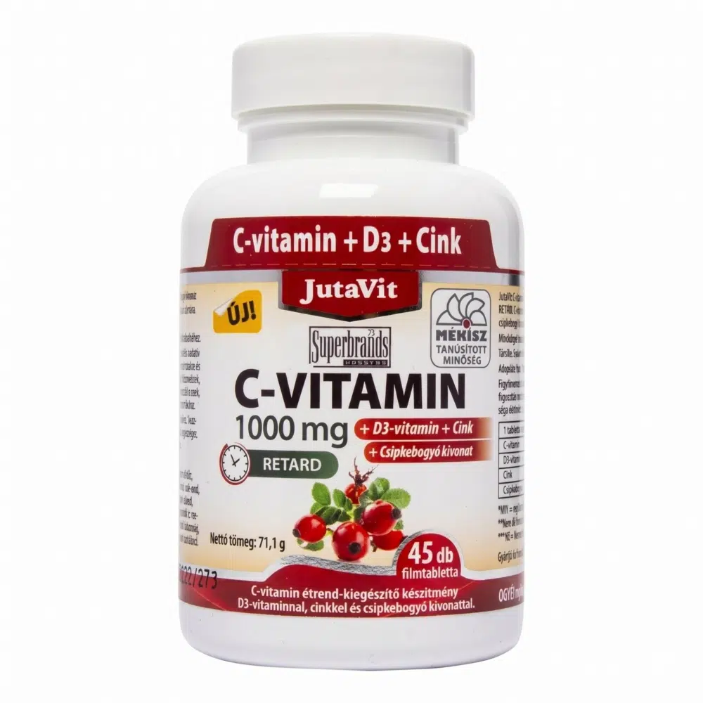 Jutavit C-vitamin 1000mg + D3+Cink RETARD tabletta - 45db 1 Jutavit c-vitamin+d3 1000 mg RETARD 45db tabletta