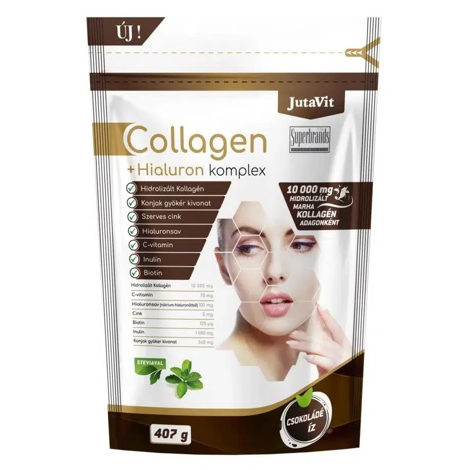 JutaVit Collagen+Hialuron komplex csokoládé ízű italpor - 407g 1 Jutavit Collagen+Hialuron komplex Csokoládé 407g