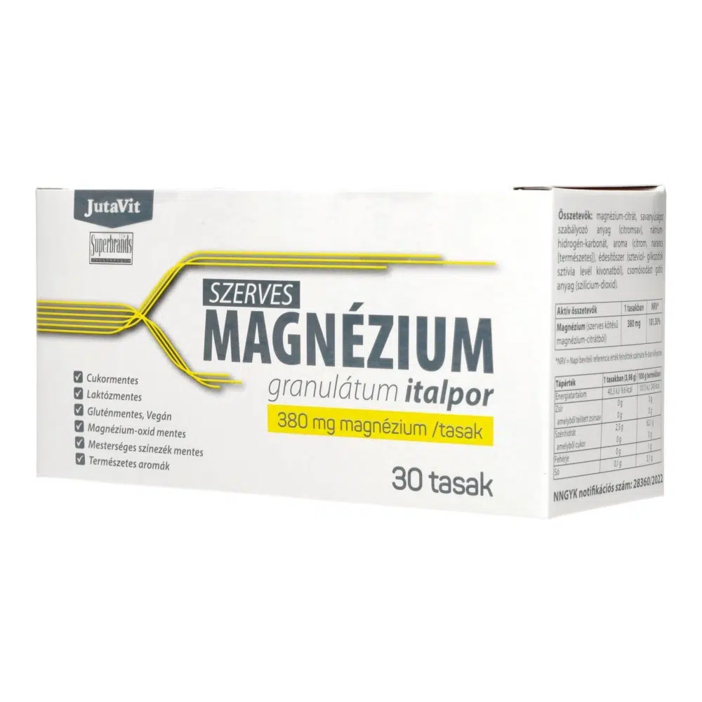 JutaVit Szerves Magnézium granulátum italpor - 30 tasak 1 JutaVit Szerves Magnézium granulátum 380mg/tasak 30db