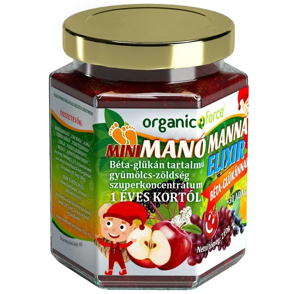 Mini Manó Manna elixír béta-glükánnal 1 éves kortól - 210g 1 MINI manó manna elixír béta glükánnal 1 éves kortól 210g