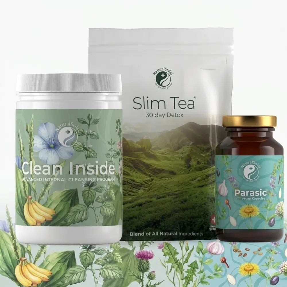 Natural Swiss Clean Inside program banán ízű rost készítménnyel 1 Natural Swiss Clean Inside program banán (Clean Inside Rost+Parasic kapsz.+Slim Tea)