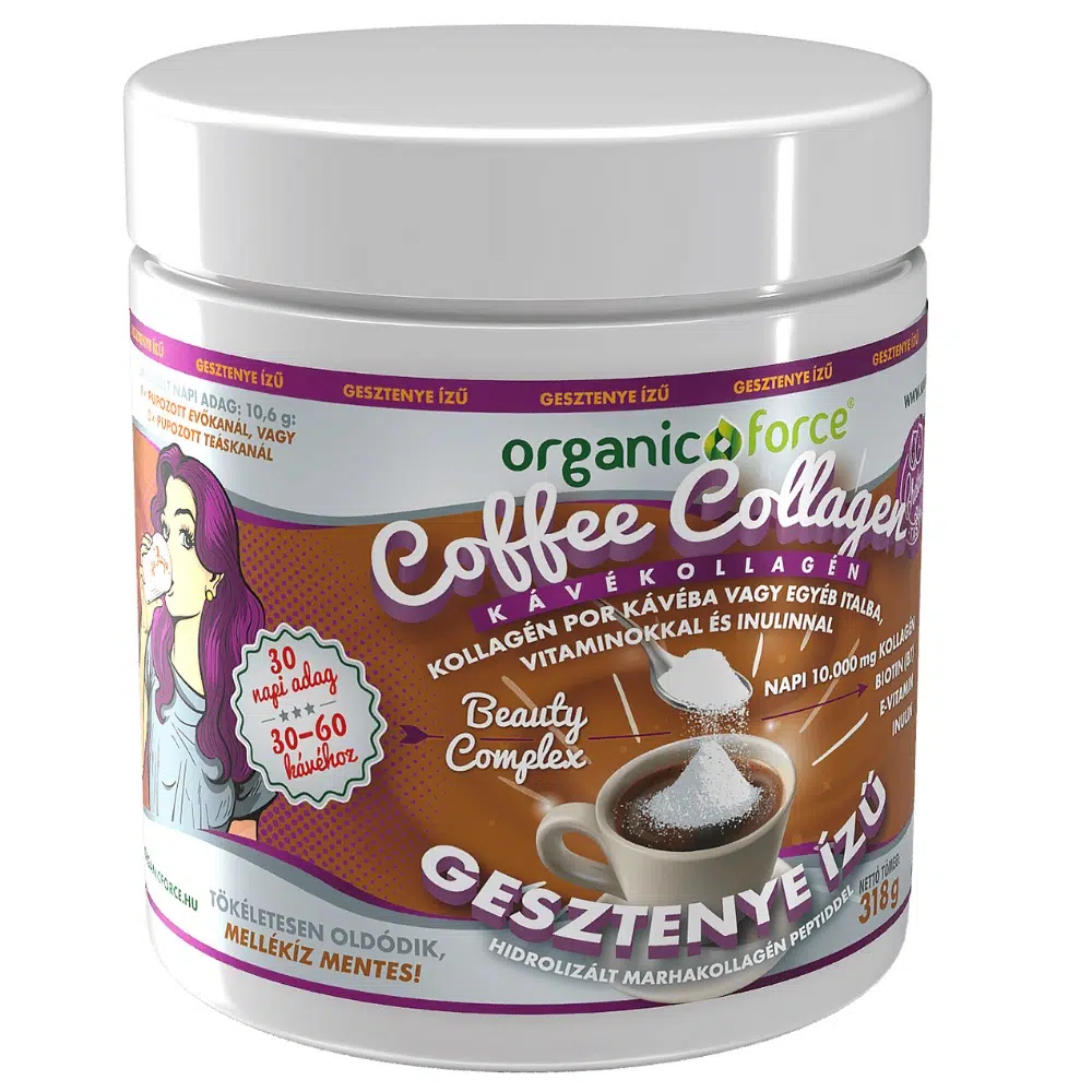 Organic Force Coffee Collagen - Kávékollagén gesztenye ízű - 318g 1 Organic Force Coffee Collagen - Kávékollagén (Gesztenye) 318g