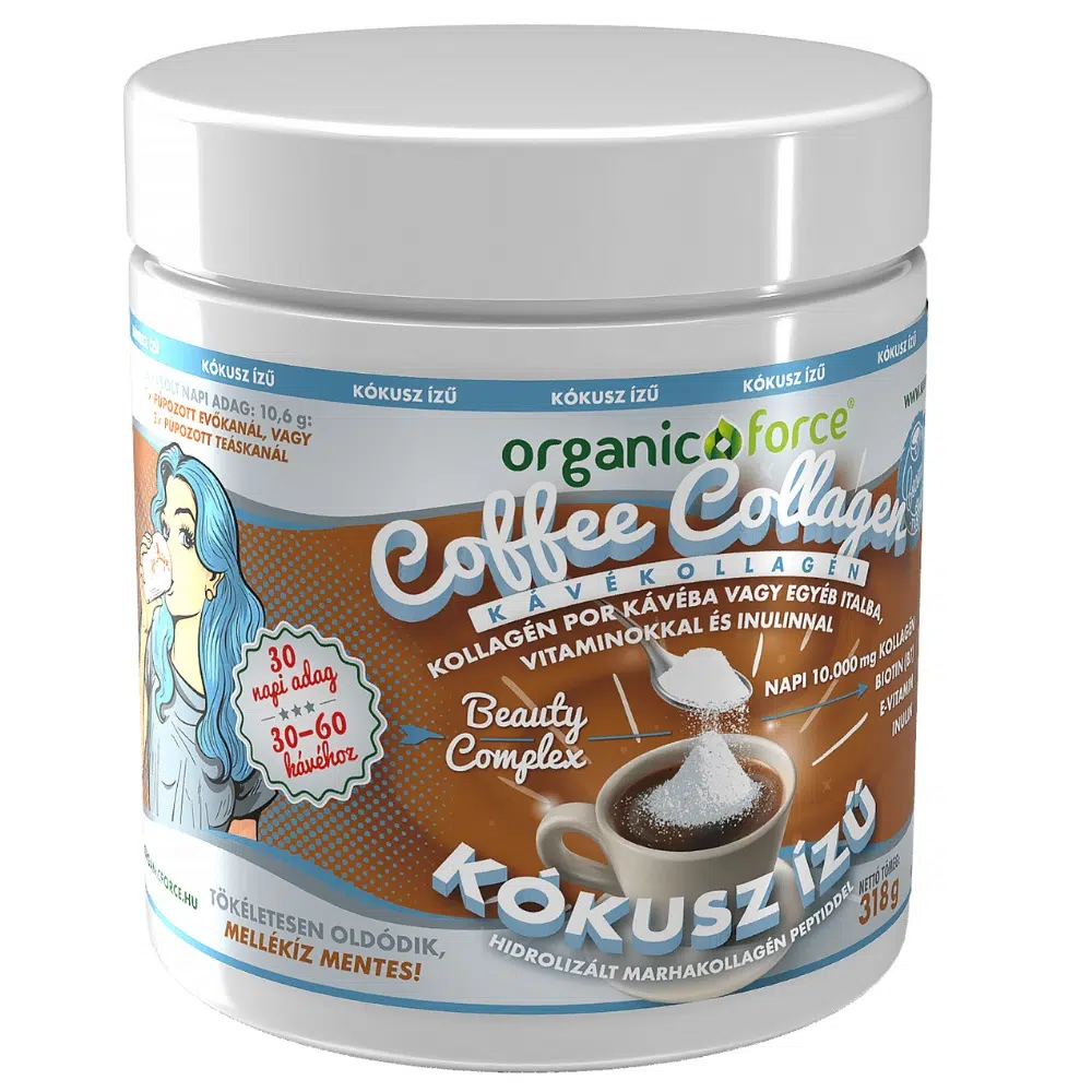 Organic Force Coffee Collagen - Kávékollagén kókusz ízű - 318g 1 Organic Force Coffee Collagen - Kávékollagén (Kókusz) 318g