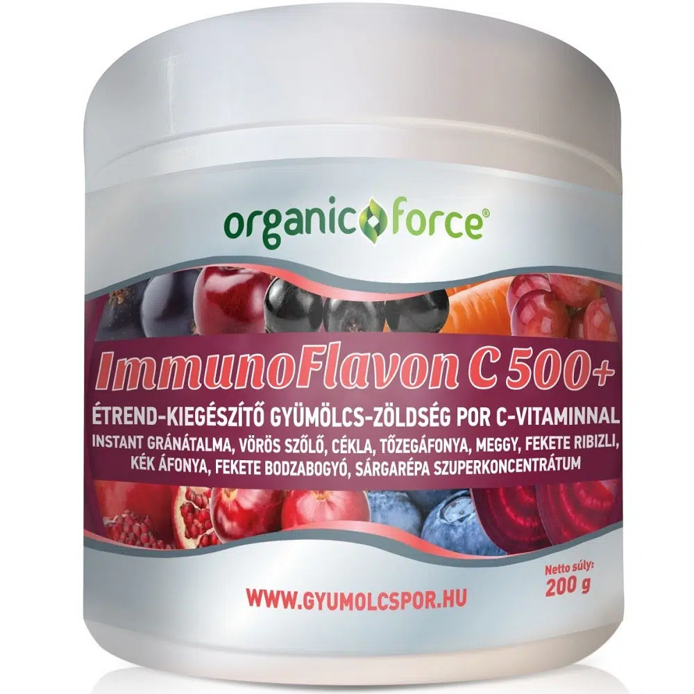 Organic Force ImmunoFlavon C 500+ gyümölcs-zöldség szuperkoncentrátum - 200g 1 Organic Force ImmunoFlavon C 500+ gyümölcs-zöldség szuperkoncentrátum por 200g