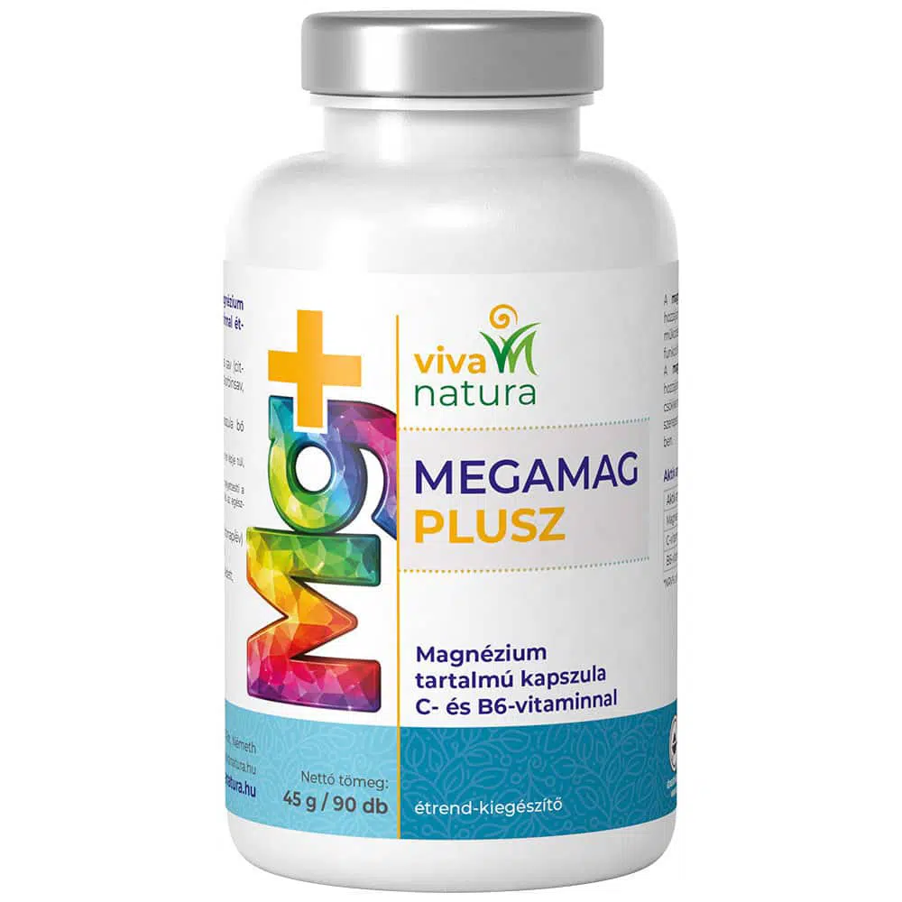Viva Natura Megamag Plusz Magnézium+C- és B6-vitamin kapszula - 90db 1 Viva Natura Megamag Plusz Magnézium+C- és B6-vitamin kapszula - 90db