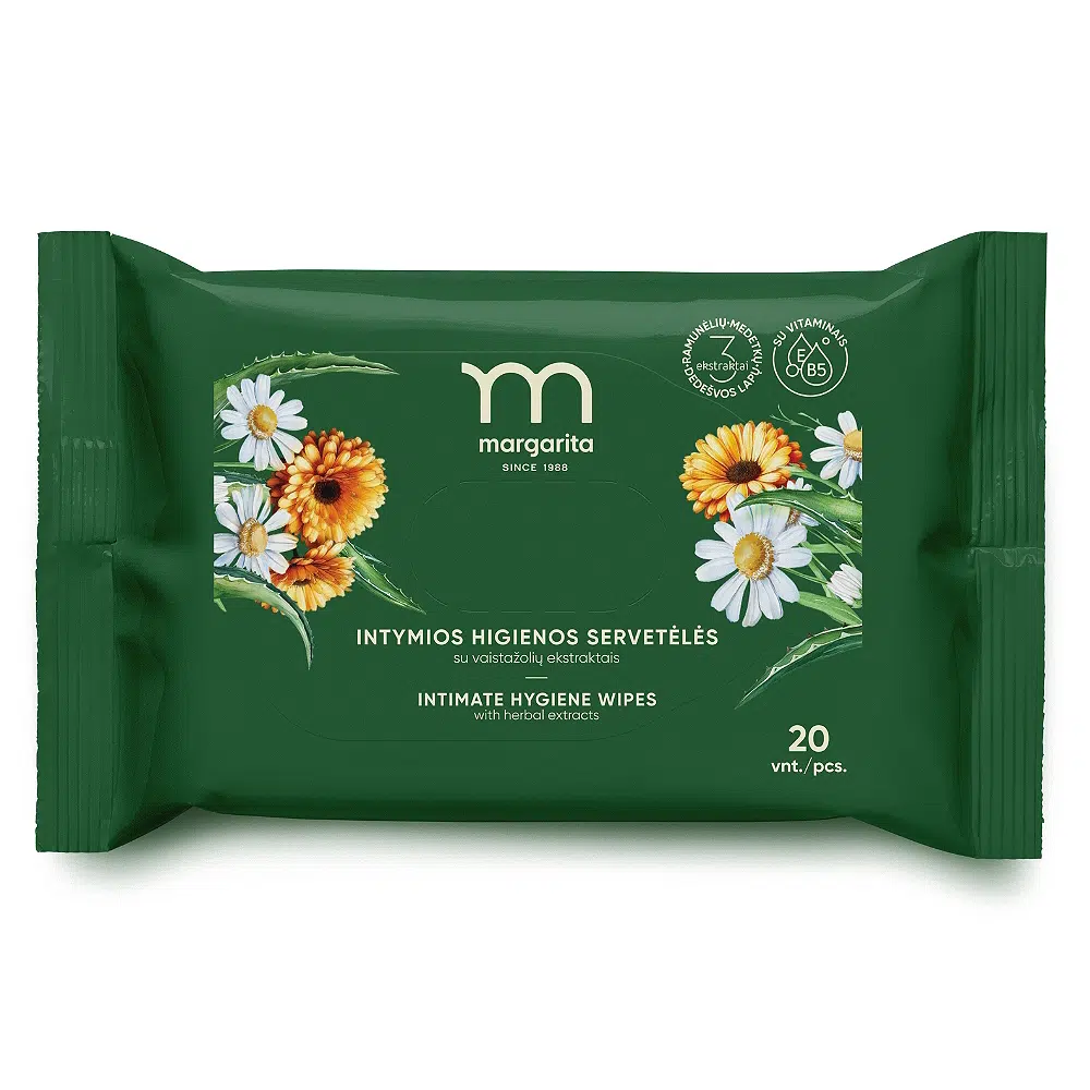Margarita Intim törlőkendő gyógynövénykivonatokkal - 20db 1 Margarita Intim törlőkendő gyógynövénykivonatokkal - 20db