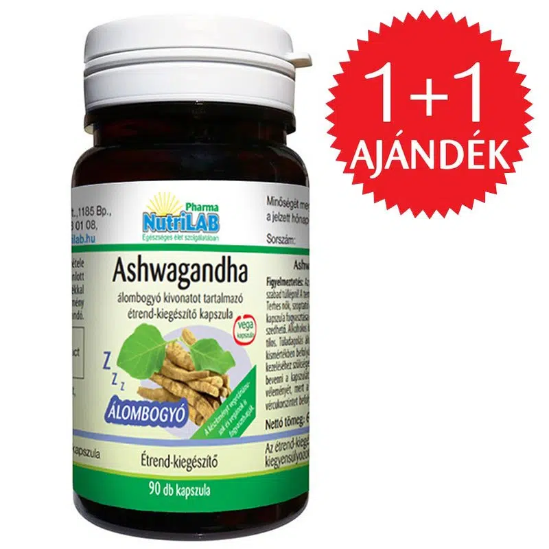 Nutrilab Ashwagandha 249mg kapszula 1+1 AJÁNDÉK - 2x90db 1 Nutrilab Ashwagandha 249mg kapszula 1+1 AJÁNDÉK - 2x90db