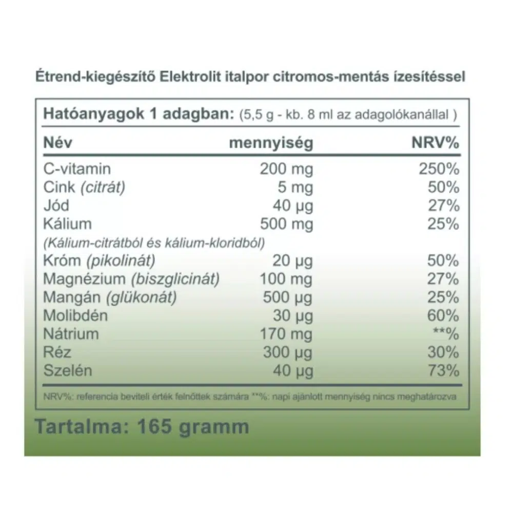 Vitaking Elektrolit citrom-menta ízű italpor - 165g 2 Vitaking Elektrolit citrom-menta ízű italpor - 165g - Image 2