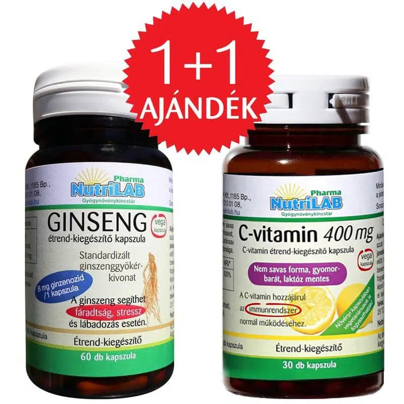 Nutrilab Ginseng kapszula + AJÁNDÉK C-vitamin kapszula - 60db+30db 1 Nutrilab Ginseng kapszula + AJÁNDÉK C-vitamin kapszula - 60db+30db