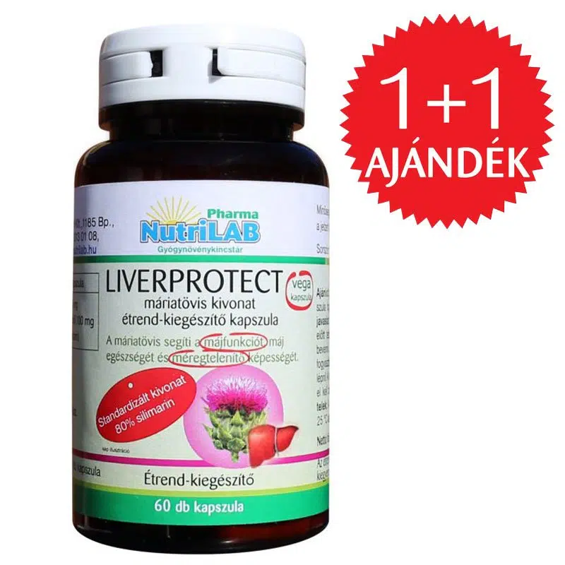 Nutrilab Liverprotect Máriatövis kivonat kapszula 1+1 AJÁNDÉK - 2x60db 1 Nutrilab Liverprotect Máriatövis kivonat kapszula 1+1 AJÁNDÉK - 2x60db