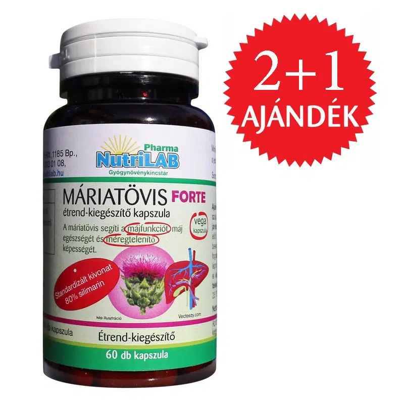 Nutrilab Máriatövis Forte kapszula 2+1 AKCIÓ - 3x60db 1 Nutrilab Máriatövis Forte kapszula 2+1 AKCIÓ - 3x60db