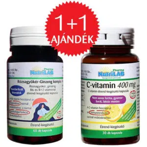 Nutrilab Rózsagyökér-Ginzeng komplex kapszula + AJÁNDÉK C-vitamin kapszula - 60db+30db