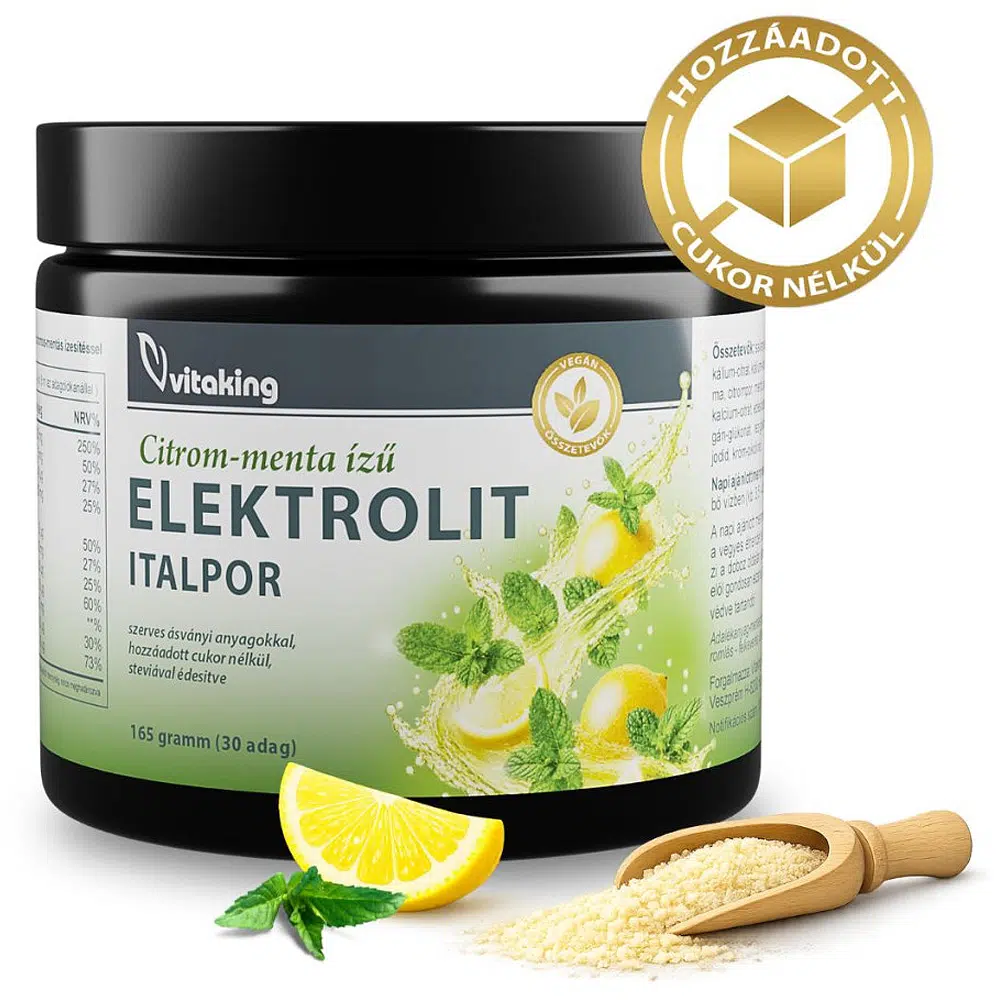Vitaking Elektrolit citrom-menta ízű italpor - 165g 1 Vitaking Elektrolit citrom-menta ízű italpor - 165g