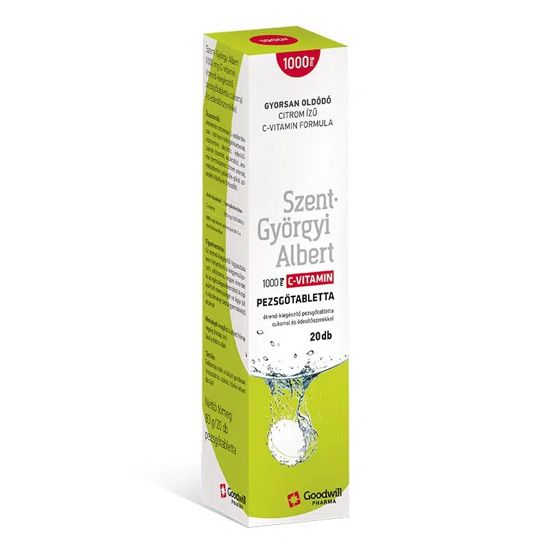 Goodwill Szent-Györgyi Albert C-vitamin 1000mg pezsgőtabletta - 20db 1 Goodwill Szent-Györgyi Albert pezsgőtabletta C-vitamin 1000mg 20db