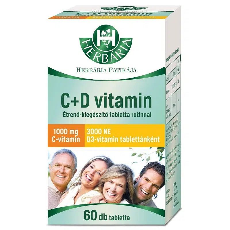 Herbária C-vitamin 1000mg + D3-vitamin 3000NE filmtabletta – 60db 1 Herbária C+D-vitamin C 1000 mg+D 3000 NE filmtabletta 60db