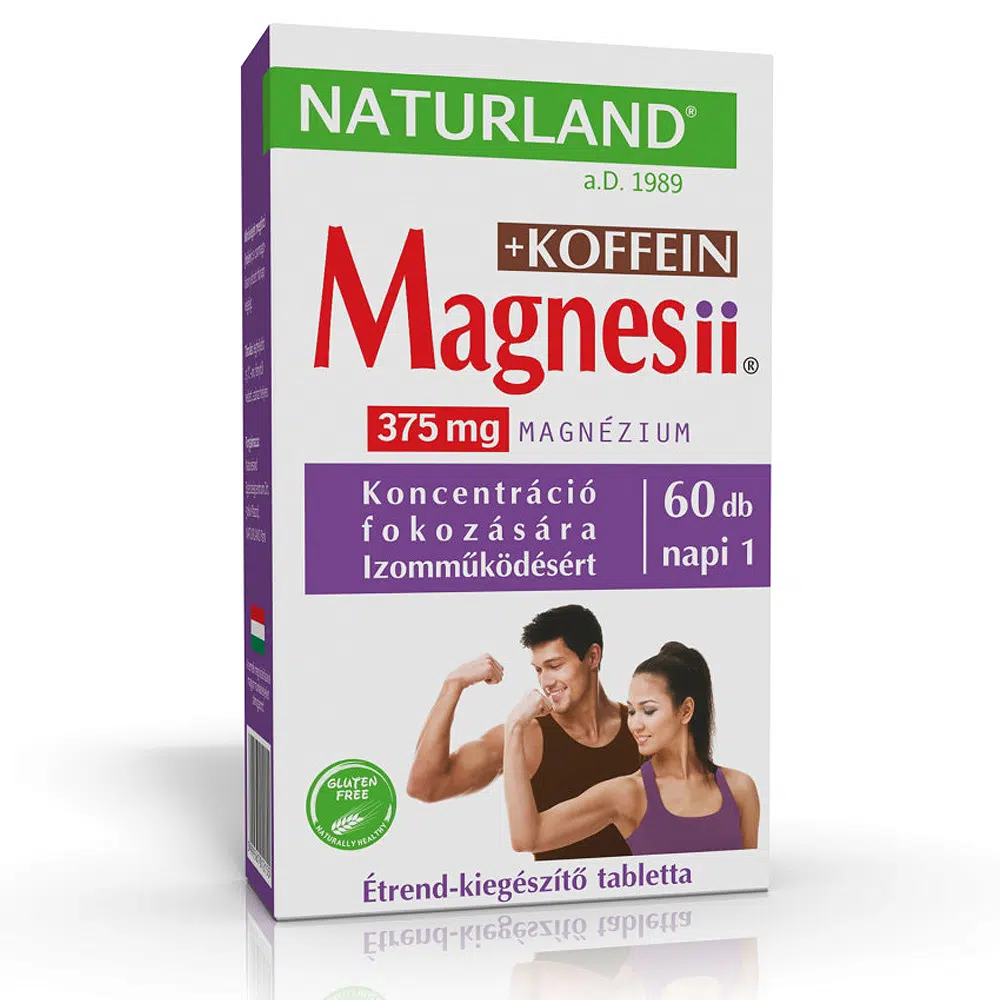 Naturland Magnesii + koffein étrend-kiegészítő tabletta - 60db 1 Naturland Magnesii + koffein étrend-kiegészítő tabletta - 60db