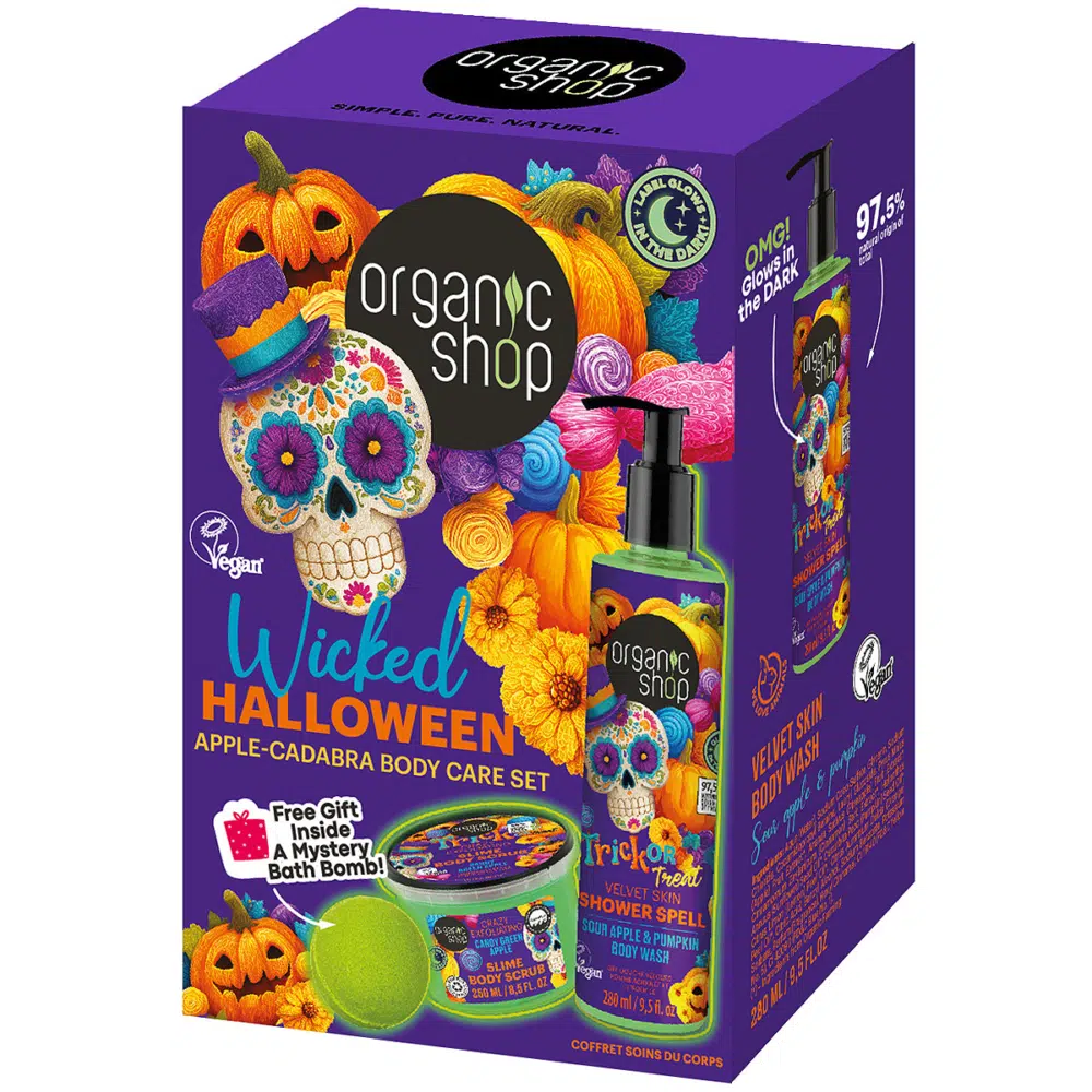 Organic Shop „Wicked Halloween” Alma-Cadabra testápoló szett - 280ml+250ml 1 Organic Shop „Wicked Halloween” Alma-Cadabra testápoló szett - 280ml+250ml