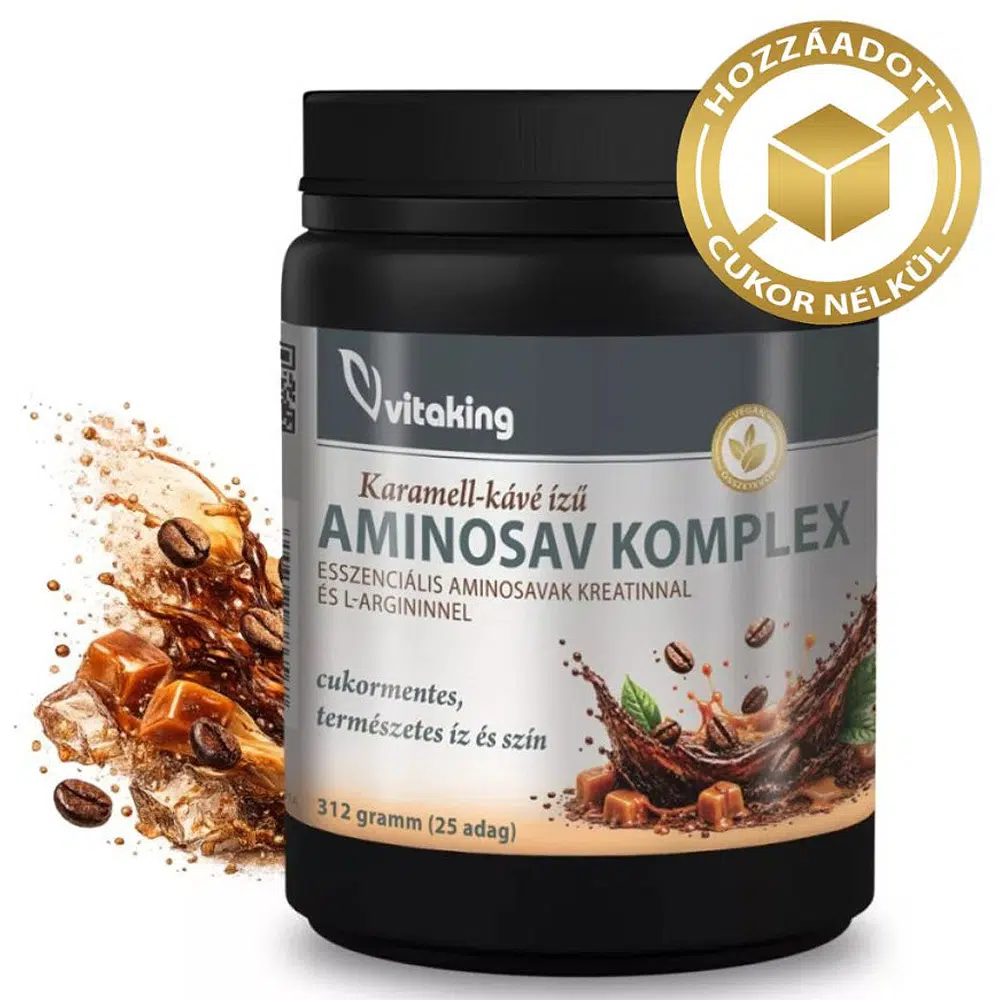 Vitaking Aminosav Komplex karamell-kávé ízű italpor - 312g 1 Vitaking Aminosav Komplex karamell-kávé ízű italpor - 312g