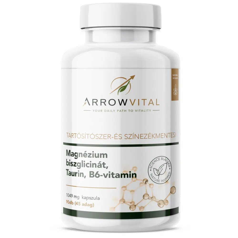 Arrowvital Magnézium Biszglicinát + Taurin + B6-vitamin kapszula - 90db 1 Arrowvital Magnézium Biszglicinát + Taurin + B6-vitamin kapszula - 90db