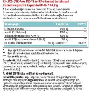 Dr. Herz K-Komplex + D3-vitamin kapszula - 60db 3 Dr. Herz K-Komplex + D3-vitamin kapszula - 60db - Image 2