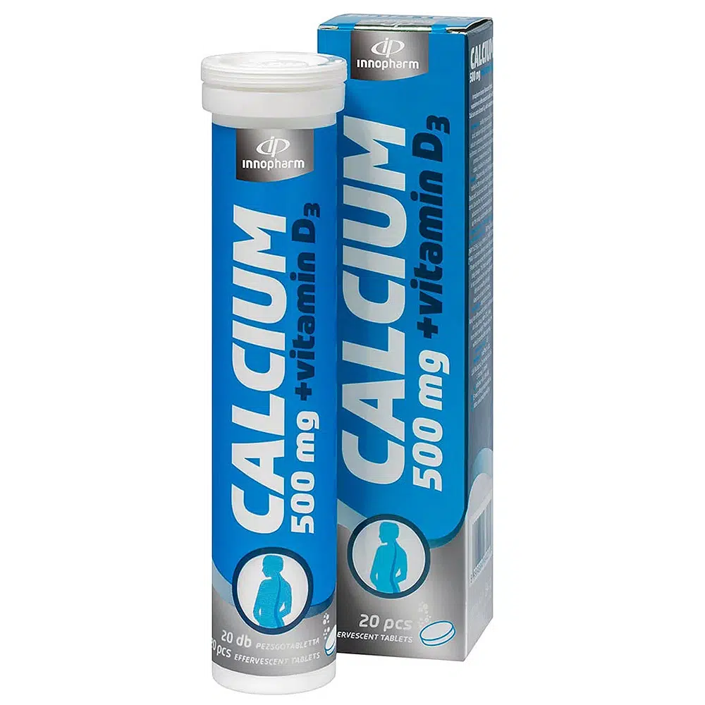 InnoPharm Kalcium 500mg + D3 pezsgőtabletta - 20db 1 InnoPharm Kalcium 500mg + D3 pezsgőtabletta - 20db